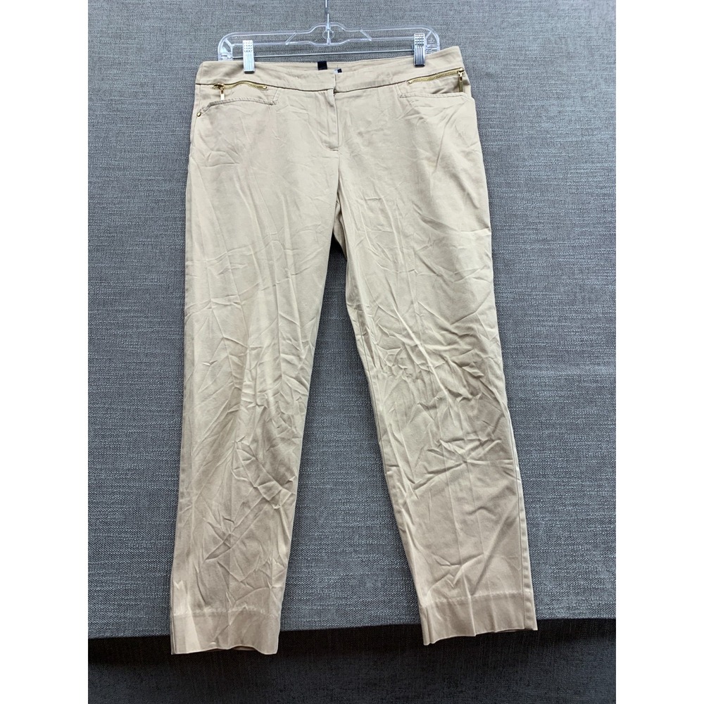 Jones New York Signature Chino Pants Womens 6 Beige Stretch Mid Rise Business